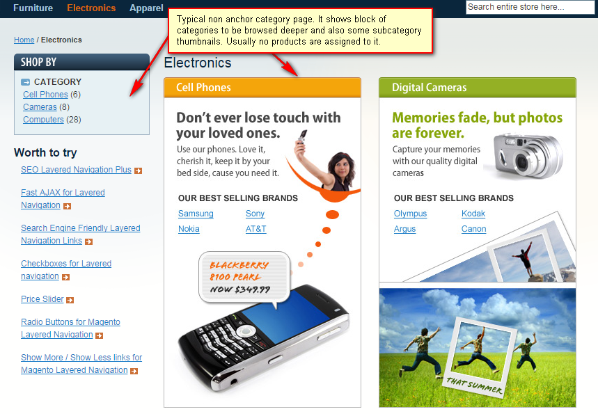 Non anchor magento category page example
