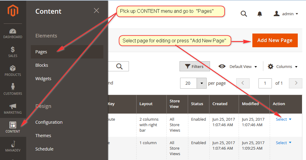 Admin Panel Menu
