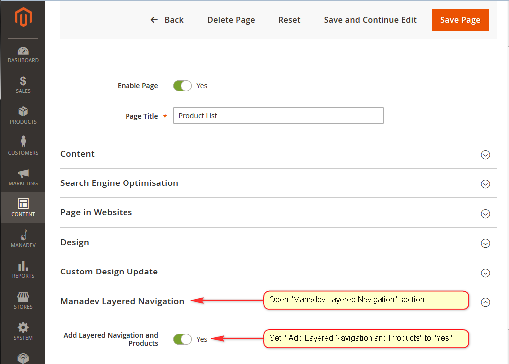 Page Design Setting