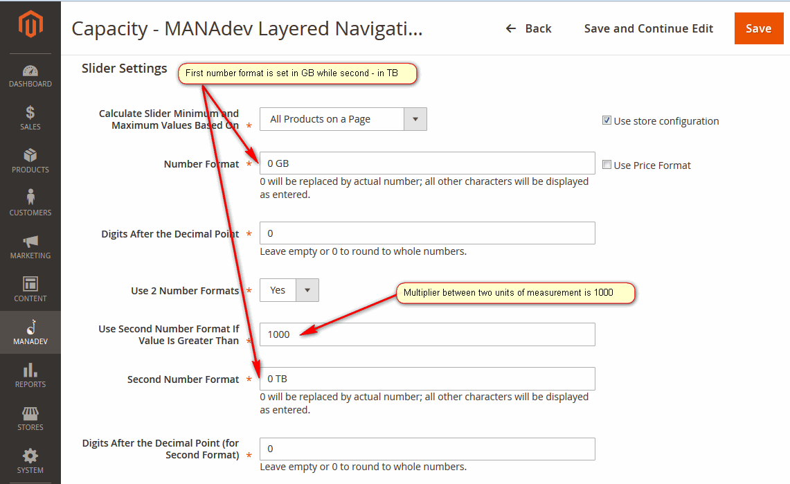 Two Number Format Filter Configuration