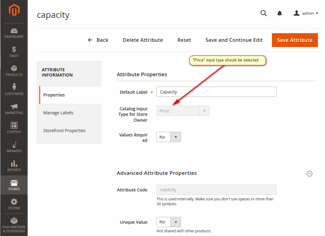 Price Type Attribute