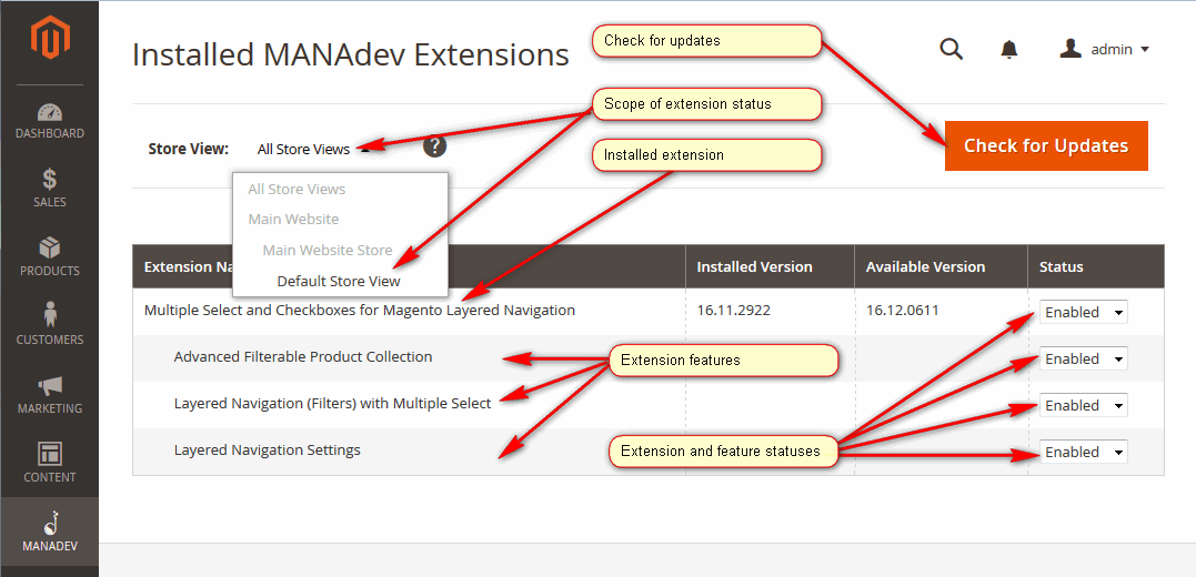 MANAdev Extension Management