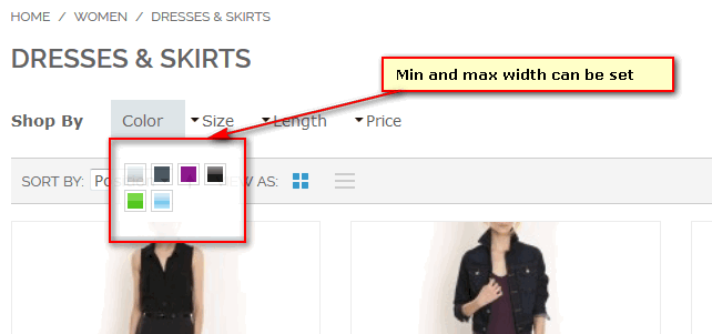 'Above Products' Drop Down Filter Width