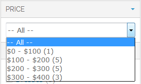 Price Filter Display As Drop Down