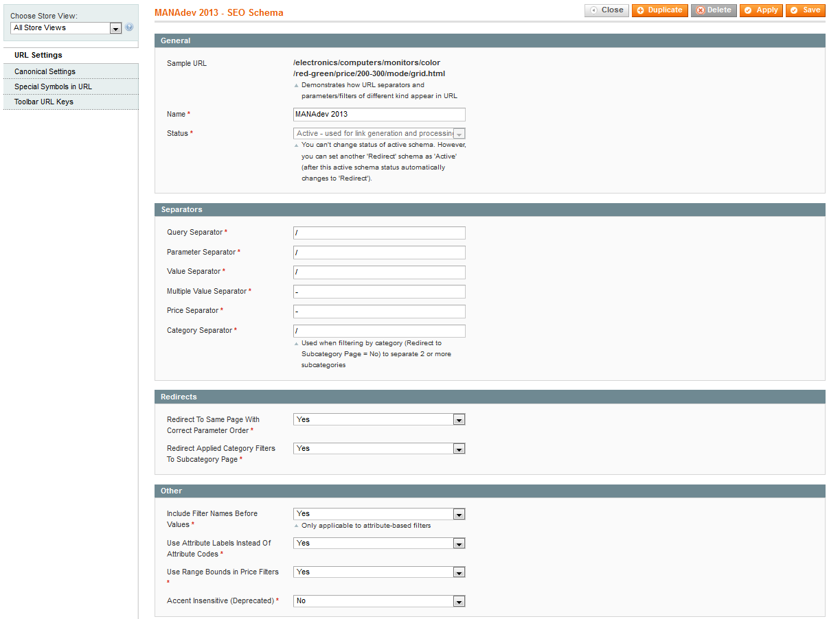 SEO schema settings