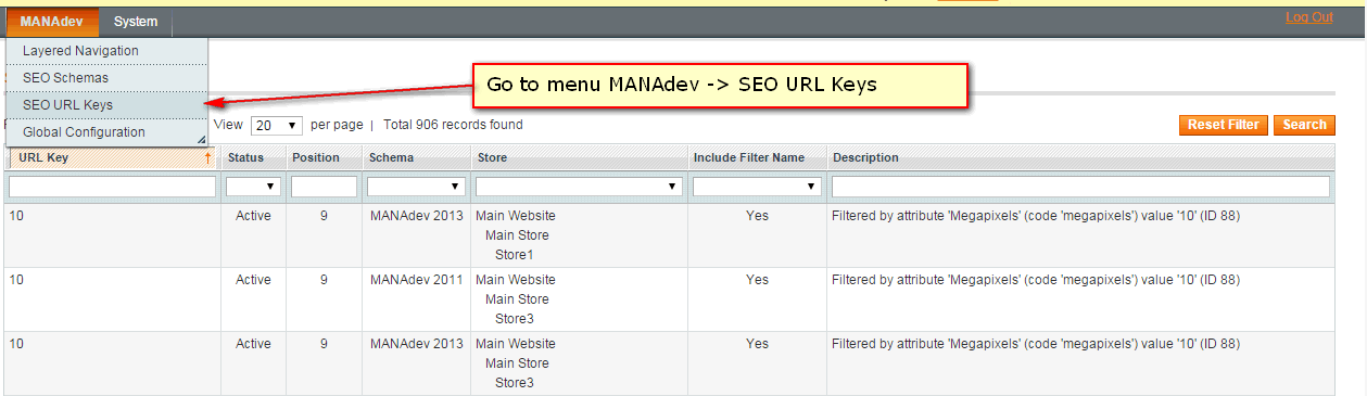 SEO URL Keys