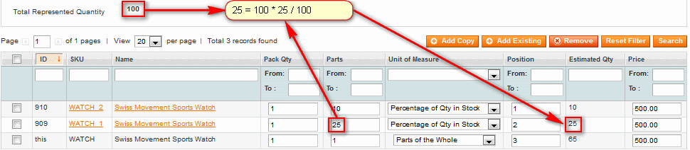 Representing Products Unit Of Measure - Percentage of Qty in Stock