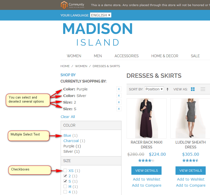 Multiple Select and Checkboxes for Magento Layered Navigation