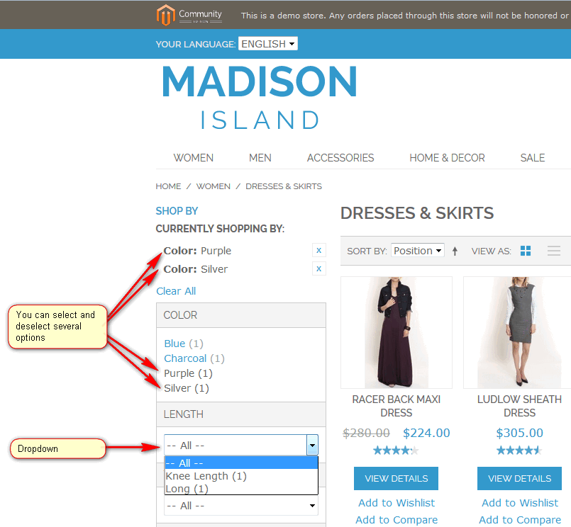 Drop-Down List for Magento Layered Navigation