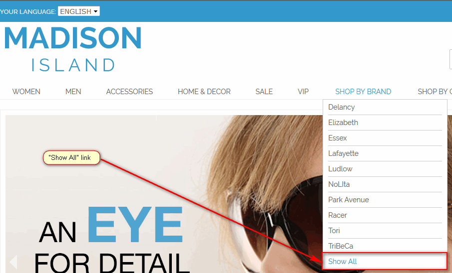 "Show All" Link in Top Menu