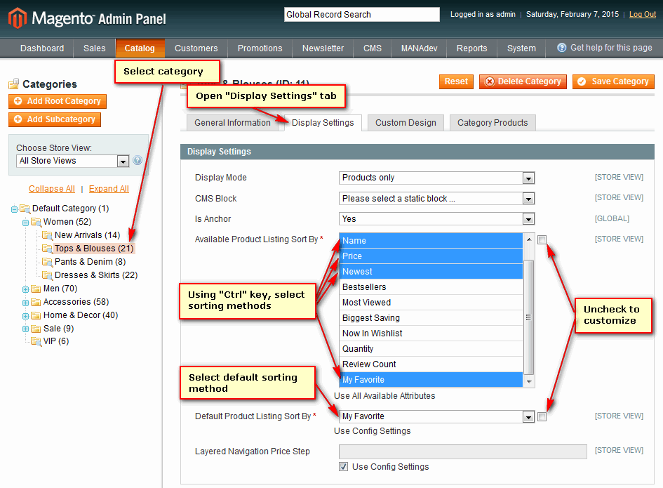 Category Sorting Methods