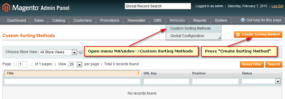 Open Custom Sorting Method